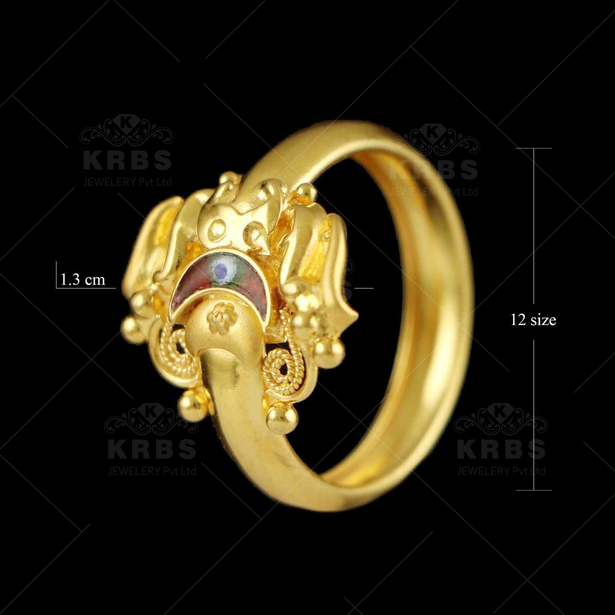 Manufacturer of 22kt gold casting lord ganesh design fitting ring for men  gr-12 | Jewelxy - 102095